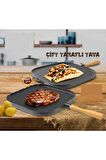 Eda granit grill çift taraflı ızgara ve gözleme tavası 36 cm.