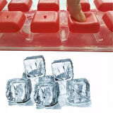 Evyora® 12li Kapaklı Yapışmaz Silikon Tabanlı Plastik Küp Buz Kalıbı