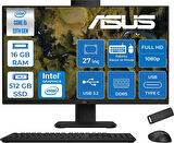 Asus V470VAK Intel Core İ5-13420H 16GB Ddr5 512GB SSD 27'' Fhd 100Hz 300NITS Freedos  Siyah Allınone Bilgisayar ASI58512B0DF02+ZETTAUSBBELLEK