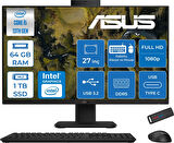 Asus V470VAK Intel Core İ5-13420H 64GB Ddr5 1tb SSD 27'' Fhd 100Hz 300NITS Freedos  Siyah Allınone Bilgisayar ASI58512B0DF28+ZETTAUSBBELLEK