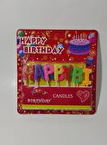 Happy Birthday Yazılı Renkli Pasta Mumu Yaş Pasta Mumu Pasta Süsü