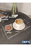 Şeffaf Kulplu Pleksi Sunum Tepsisi 14x22 Cm Servis Tepsisi 1 Adet