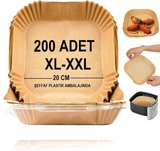 Airfryer Pişirme Kağıdı,Xl-Xxl Büyük Boy, Kare, 200 Adet Hava Fritöz Parşömen Fırın Kağıdı Tek Kullanımlık Kağıt Fırın Fritöz Pişirme Kızartma Tavası Için Uygun 20CM