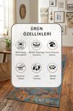 Perla Turkuaz Modern Dijital Baskı Yıkanabilir Kaymaz Yolluk Halı