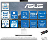 Asus V470VAK Intel Core I7-13620H 32GB Ddr5 512GB SSD 27'' Fhd 100Hz 300NITS Windows 11 Home Beyaz Allınone Bilgisayar ABI716512W0DH12+ZETTAUSBBELLEK