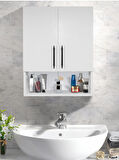 Çok Amaçlı Banyo Dolabı, Ecza Dolabı, 2 Kapaklı Dolap, Hol, Banyo, Ofis, Beyaz