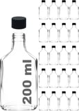 200 ml Yassı Şeffaf Cold Brew Şişesi Siyah Plastik Kapaklı 200 cc Soğuk Kahve Cam Şişe 20 Adet