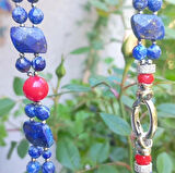 2275 Lapislazuli Mercan el yapımı iki sıralı kolye