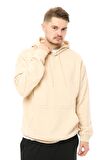 defy's Erkek Oversize Kapüşonlu Sweatshirt Bej Melanj
