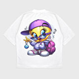 Oversize 'Tweety' Baskılı T-Shırt