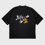 Oversize 'Tom & Jerry' Baskılı t-shirt