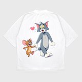 Oversize 'Tom & Jerry' Baskılı t-shirt