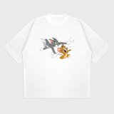 Oversize 'Tom & Jerry' Baskılı t-shirt