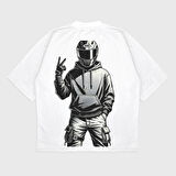 Oversize 'Duruş' Baskılı T-Shırt