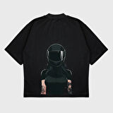 Oversize 'biker girl' Baskılı T-Shırt