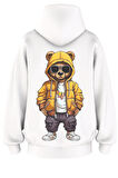 Oversize 'Cool Bear' Baskılı Kapşonlu Hoodie Sweatshirt