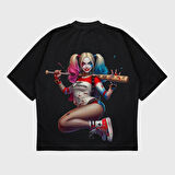 Oversize 'Harley Quinn' Baskılı T-Shırt