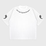 Oversize 'Black All' Baskılı Bisiklet Yaka T-Shırt