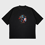 Oversize 'Captain America' Baskılı T-Shırt