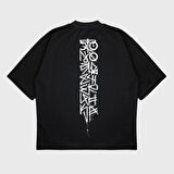 Oversize 'Half Tee Fabric ' Baskılı Bisiklet Yaka T-Shırt