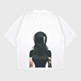 Oversize 'biker girl' Baskılı T-Shırt