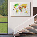 Harita Sepeti Dünya Haritası Dekoratif Kanvas Tablo Ülke ve Başkentli Öğretici ve Sembollü 2287