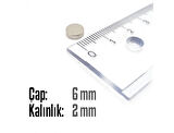 Neodyum Mıknatıs Silindir Çap 6mm , Kalınlık 2mm   ( 10 Adet)
