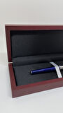 Diplomat Mavi Gümüş Roller Kalem – Ahşap Sunum Kutulu