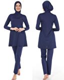 Estiva 22901 Lacivert  Tam Boy Düz Tesettür Mayo