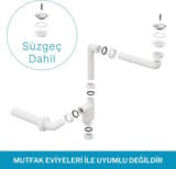 Comfort Yer Kazandıran Lavabo Sifonu ve Süzgeç - 2 Parça, Kolay Temizlenir, Ayarlanabilir Koku Önleyici Gider Borulu - 32 mm-Süzgeç Dahil