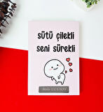 Kişiye Özel Sütü Çilekli Seni Sürekli Tasarımlı Lastikli Defter