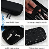 Microcase Dokunmatik Kalem Pencil Kalemlik Fırça Set Kulaklık Kablo Organizer Kılıfı 21x9cm - SİYAH AL5356