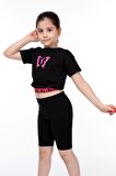 neslice Kız Çocuk Kelebek Baskılı T-Shirt SİYAH-9-10 Yaş