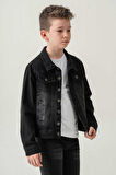 Çift Cepli Düğmeli Kot Erkek Çocuk Ceket