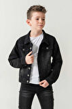 Çift Cepli Düğmeli Kot Erkek Çocuk Ceket