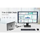 Daytona CF08 Macbook Uyumlu Type-C To 4K 1080P Ultra Hd HDMI Type-C Pd Şarj 2* USB 3.0 Sd Tf Kart Okuyucu Kablolu 7ın1 Çevirici Hub Adaptör