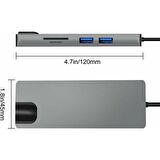 Daytona FC09 Macbook Uyumlu Type-C To 4K 1080P Hd HDMI 1000 Mbps Gigabit Ethernet RJ45 Pd Sd Kart 2* USB 3.0 VGA 8ın1 Çevirici Hub Adaptör