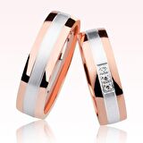 Harem Altın Rose Beyaz Şeritli Altın Alyans 2301-3