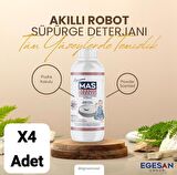 Mas Robot Süpürge Deterjanı Bebek Ve Çocuklu Evler Için Pudra Kokulu 1000 ml X4 adet