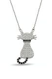 Zirkon Taşlı 925 Ayar Gümüş Kedi Kolye - N031001