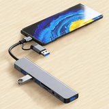 USB C Hub, 8 in1- USB Hub 3.0 çoklu bağlantı noktalı adaptör, USB 3.0 bağlantı noktası, SD/TF kart okuyucu, USB-C ve 3 x USB 2.0 veri bağlantısı, 3,5 mm kulaklık bağlantısı, MacBook Uyumlu