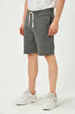 Erkek Regular Fit 3 İplik Kumaş Şort Antrasit Melanj