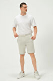 Erkek Regular Fit 3 İplik Kumaş Şort Gri Melanj