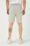 Erkek Regular Fit 3 İplik Kumaş Şort Gri Melanj