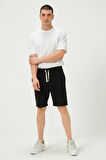 Erkek Regular Fit 3 İplik Kumaş Şort Siyah