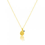 Desenli Oval Gümüş Harf Kolye - Altın