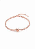 Kalp Suyolu Taşlı Gümüş Bileklik - Rose