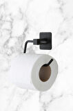 Kare Yapışkanlı Açık Tuvalet Kağıtlığı Wc Kağıtlık Tutucu Siyah KS-001