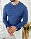 Kazak Slim Fit Natural Pamuk Örme Triko Tüylenmeyen Dar Kesim Kazak