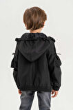 Çift Cepli Kapüşonlu Astarlı Su Geçirmez Erkek Çocuk Ceket